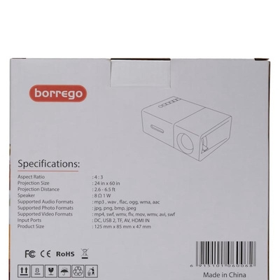 ویدئو پروژکتور پورتابل Borrego Mini LED yellow portable