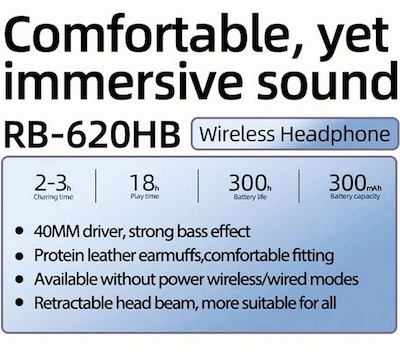 هدفون بی سیم ریمکس مدل RB-620HB
