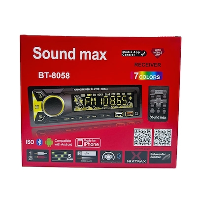 دستگاه پخش خودرو ساند مکس بلوتوثی مدل BT-8058